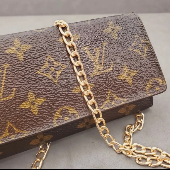 Authentic LOUIS VUITTON Crossbody Monogram Wallet Long Chain Woc Vintage Mi9002 - Picture 9 of 15